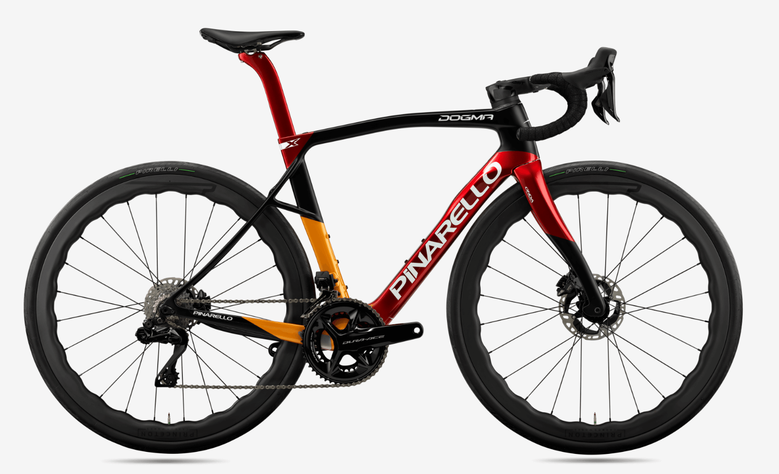 Pinarello Dogma F12 bicycle in black and red.